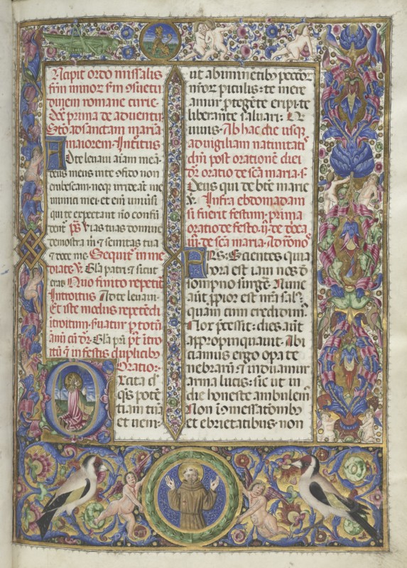 Missale: Fol. 9: Ordo Missalis (full borders), 1469. Creator: Bartolommeo Caporali (Italian, c. 1420-1503).