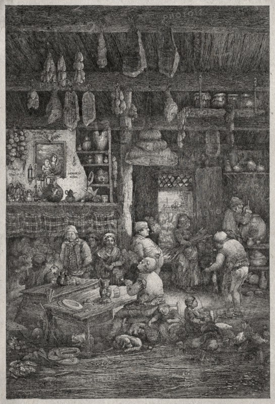 Moldavian Interior, 1856. Creator: Rodolphe Bresdin (French, 1822-1885).