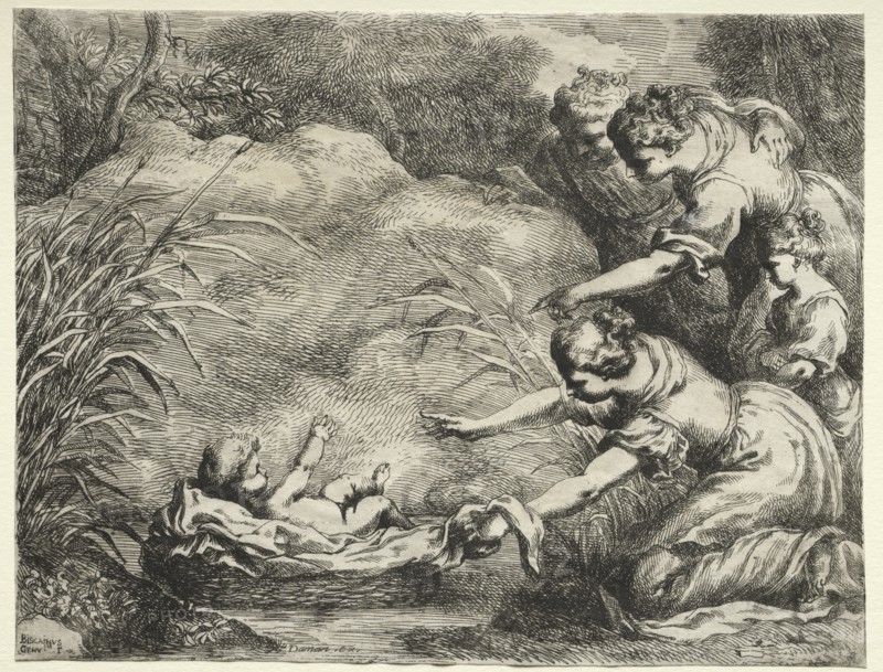 Moses Saved from the Nile. Creator: Bartolomeo Biscaino (Italian, 1632-1657).