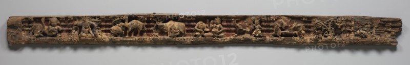 Narrative Frieze: Life of a Hermit in Forest Retreat Architrave from a Jain Temple, 1500s-1600s. Creator: Unknown.