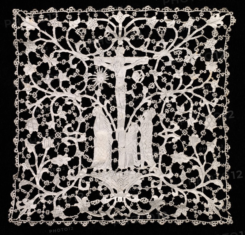 Needlepoint (Venetian Flat Point) Lace Ecclesiastical Square, 17th century. Creator: Unknown.