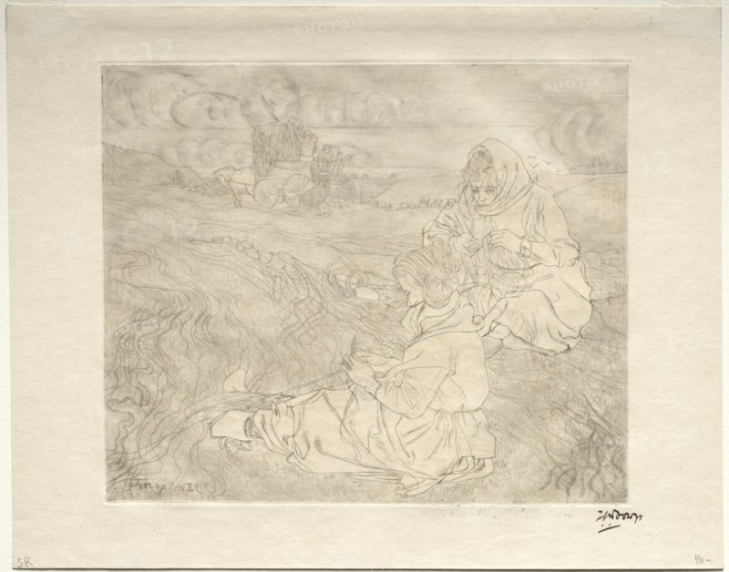 Net Menders, 1899. Creator: Jan Toorop (Dutch, 1858-1928).