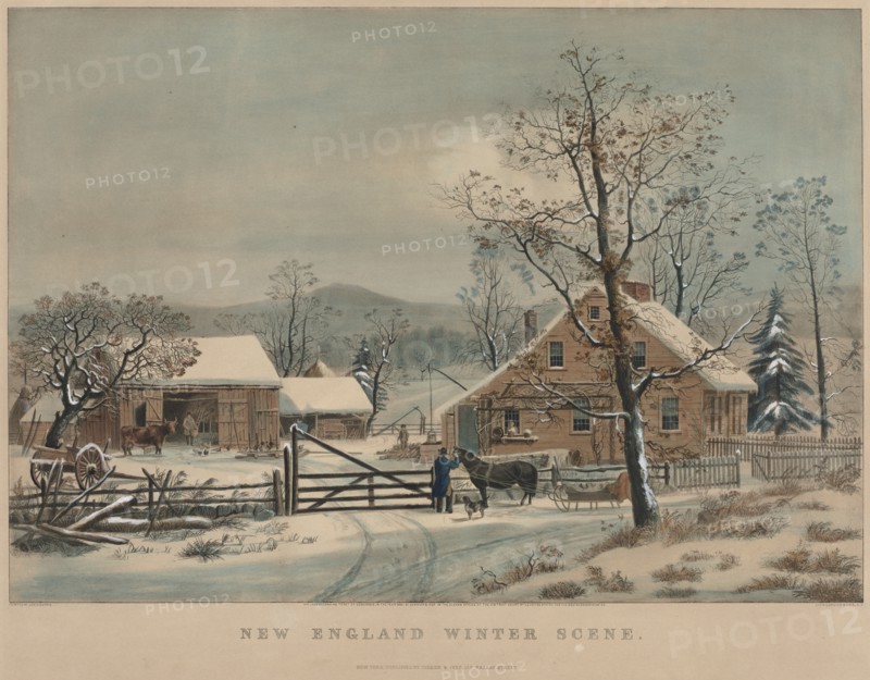 New England Winter Scene, 1861. Creator: James Merritt Ives (American, 1824-1895), and ; Nathaniel Currier (American, 1813-1888).