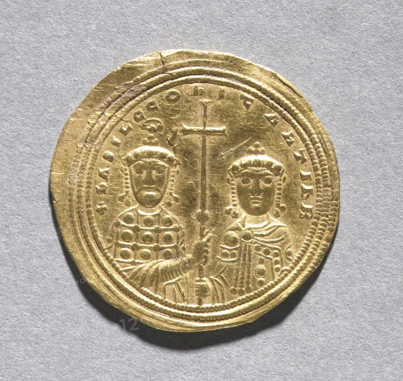 Nomisma with Basil II Bulgarotonos and His Brother Constantine VIII (reverse), 977-1025. Creator: Unknown.
