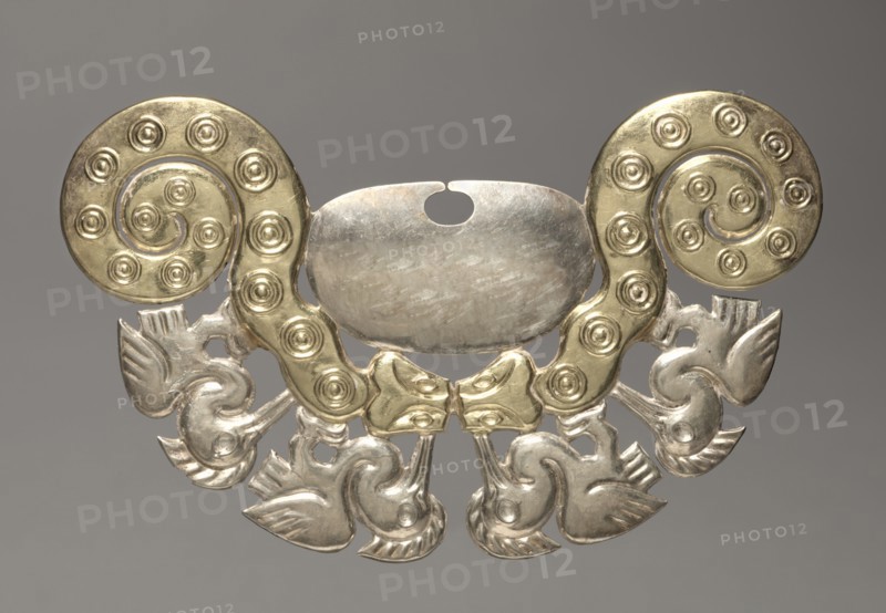 Nose Ornament with Serpents and Long-necked Birds, c. 100-300. Creator: Unknown.