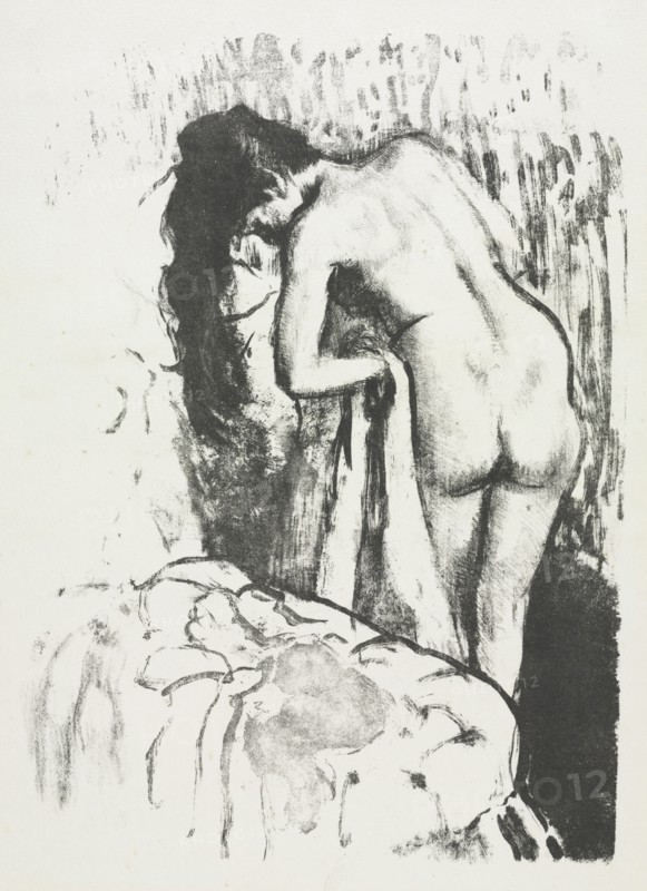 Nude Woman Standing, Drying Herself, 1891-1892. Creator: Edgar Degas (French, 1834-1917).