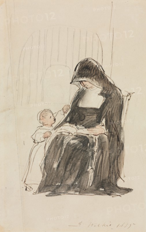 Nun Reading to a Child, 1835. Creator: David Wilkie (British, 1785-1841).