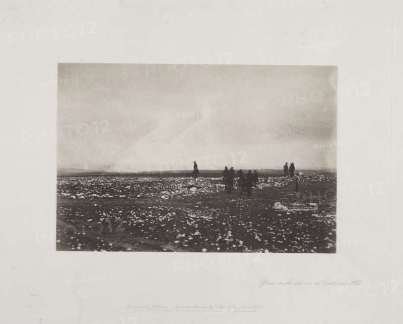 Officers on the Lookout at Cathcart's Hill, 1855. Creator: Roger Fenton (British, 1819-1869).