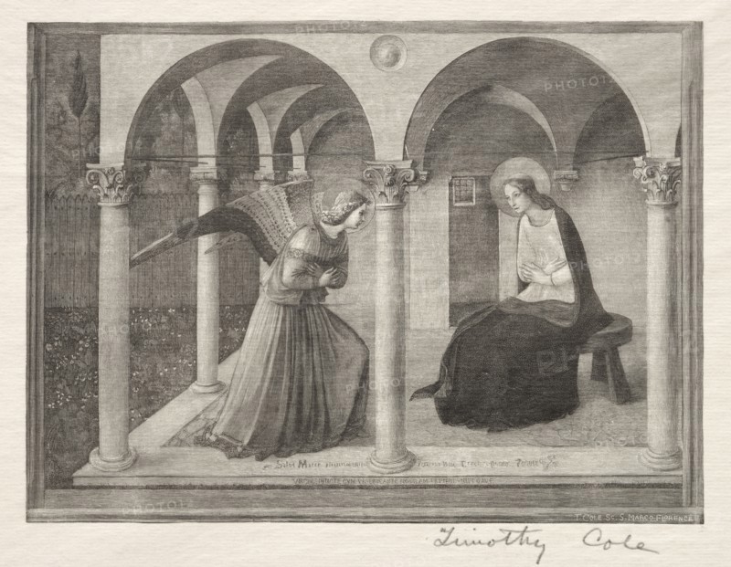 Old Italian Masters: The Annunciation, 1888-1892. Creator: Timothy Cole (American, 1852-1931).