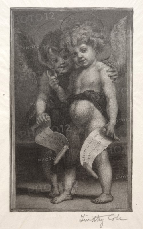 Old Italian Masters: Two Child Angels, 1888-1892. Creator: Timothy Cole (American, 1852-1931).
