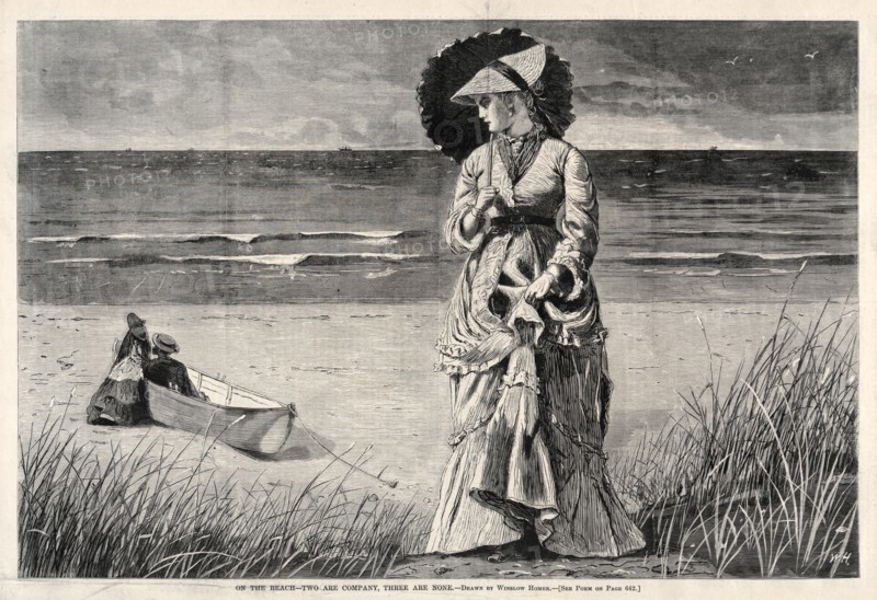 On the Beach - Two are Company, Three are None, 1872. Creator: Winslow Homer (American, 1836-1910).