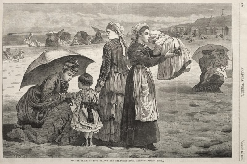 On the Beach at Long Branch - The Children's Hour, 1874. Creator: Winslow Homer (American, 1836-1910).