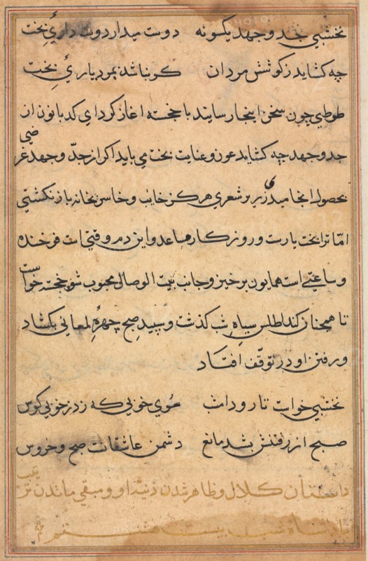 Page from Tales of a Parrot (Tuti-nama): text page, c. 1560. Creator: Unknown.