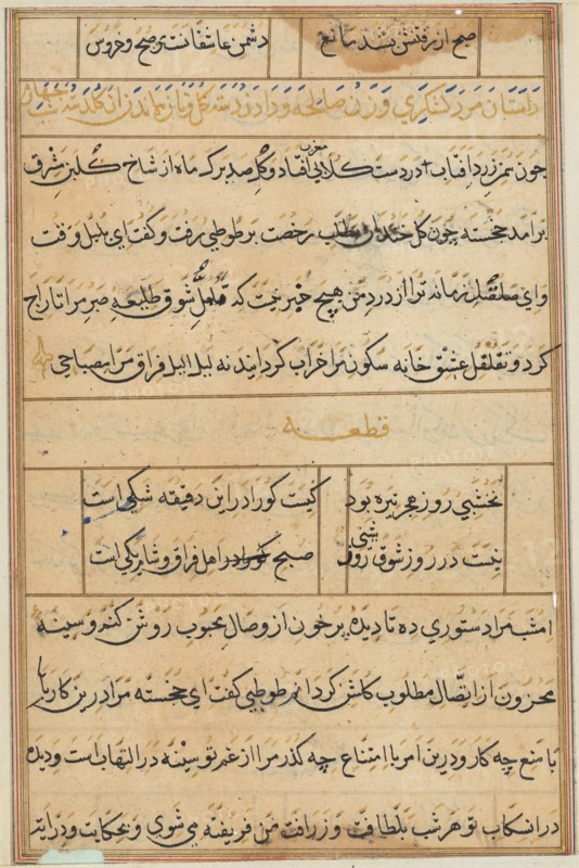 Page from Tales of a Parrot (Tuti-nama): text page, c. 1560. Creator: Unknown.