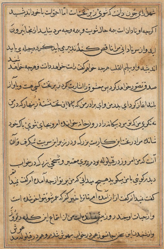 Page from Tales of a Parrot (Tuti-nama): text page, c. 1560. Creator: Unknown.