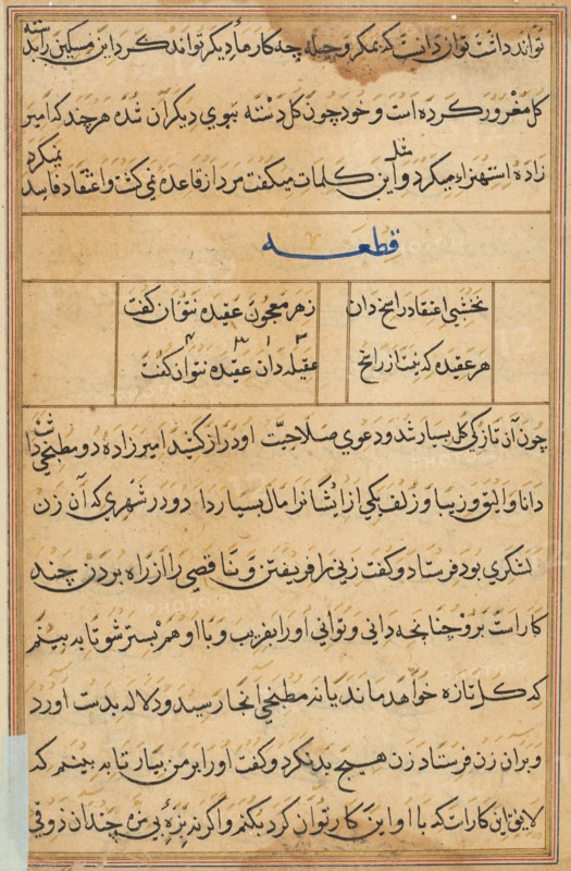 Page from Tales of a Parrot (Tuti-nama): text page, c. 1560. Creator: Unknown.