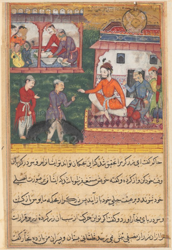 Page from Tales of a Parrot (Tuti-nama): Third night: The goldsmith judged; the bear cubs..., c. 156 Creator: Unknown.