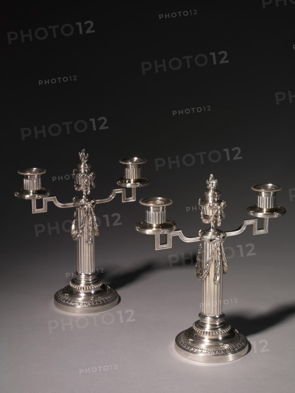 Pair of Candelabra, 1887-1890. Creator: House of Fabergé (Russian, 1842-1918); Julius Alexandrovitch Rappoport (Russian, 1916).