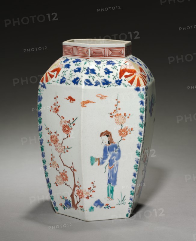 Pair of Hexagonal Jars: Arita Ware, Kakiemon Type, late 1600s. Creator: Unknown.
