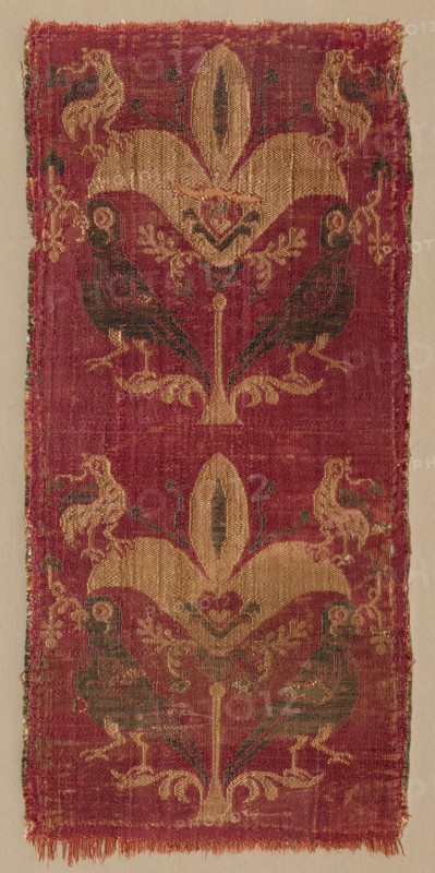 Palmettes and Birds from a Tunic or Curtain, 500s-600s. Creator: Unknown.