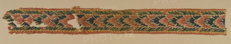 Panel from a Large Curtain, Overlapping Leaves, 300s-400s. Creator: Unknown.