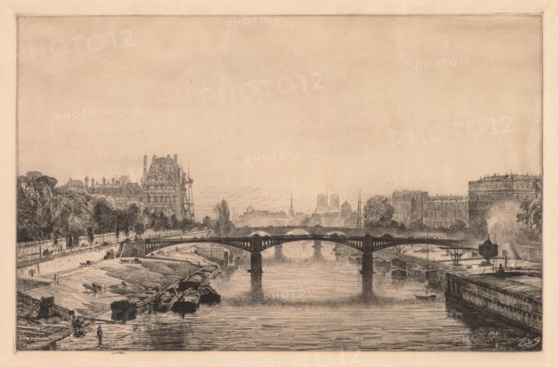 Paris, View from the Concorde Bridge, 1866. Creator: Maxime Lalanne (French, 1827-1886).