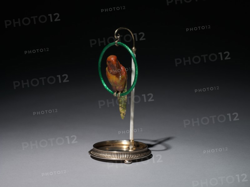 Parrot on a Perch , 1896-1903. Creator: House of Fabergé (Russian, 1842-1918); Mikhail Evlampievich Perkhin (Russian, 1860-1903).