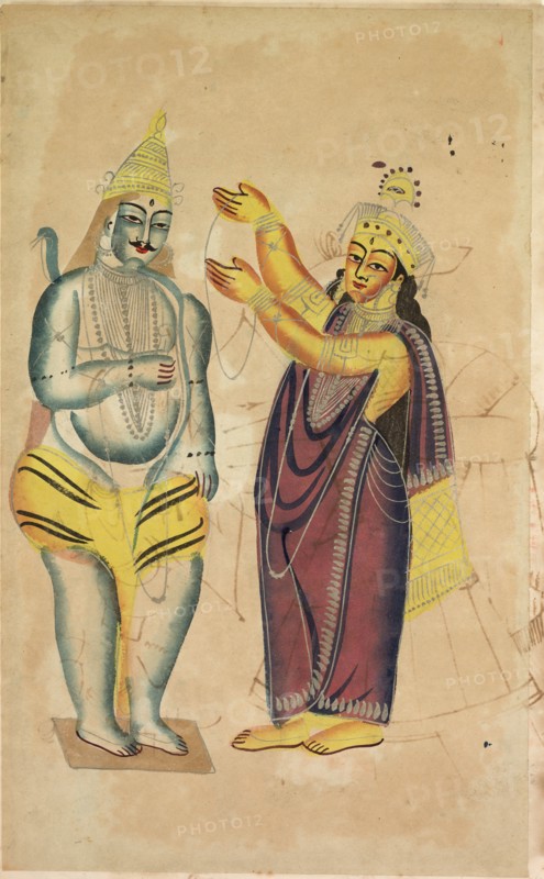 Parvati Placing a Wedding Garland on Shiva, 1800s. Creator: Unknown.