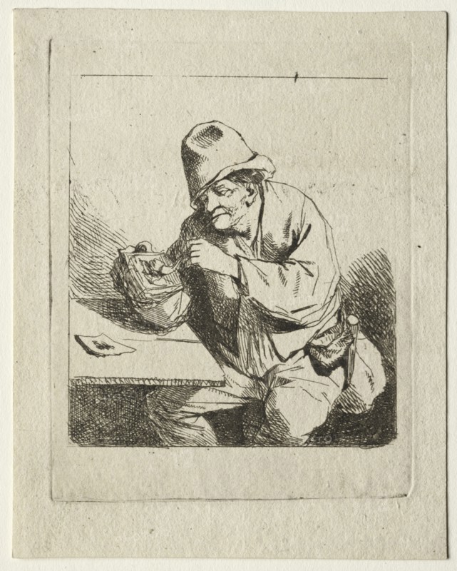 Peasant Lighting his Pipe, mid 1600s. Creator: Cornelis Pietersz Bega (Dutch, 1631/32-1664).