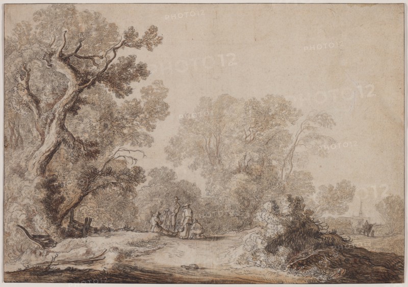 Peasants at the Edge of a Wood, c. 1630. Creator: Jacob van Mosscher (Dutch, 1655).