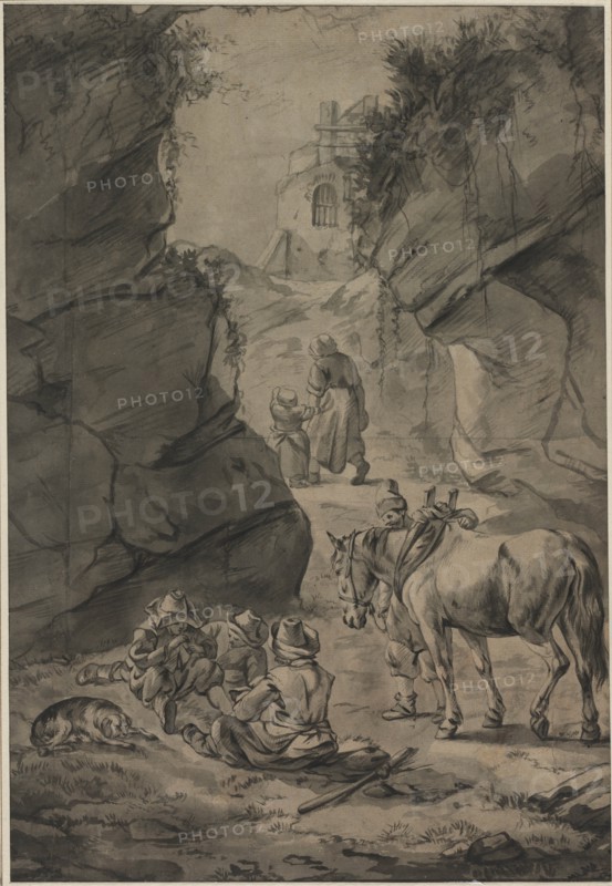 Peasants in a Rocky Landscape, second third 1600s. Creator: Jan Wouwerman (Dutch, 1629-1666).