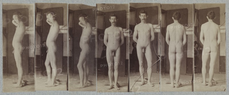 Photographs of a Standing Male Nude Model ("Joseph Smith"), c. 1883. Creator: Thomas Eakins (American, 1844-1916), circle of ; Thomas Eakins (American, 1844-1916), circle of.