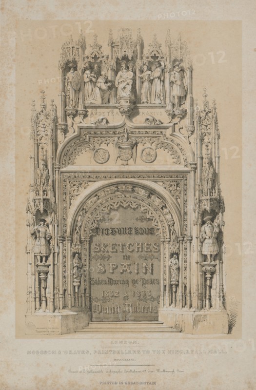 Picturesque Sketches in Spain: Title Page, 1837. Creator: Thomas Allom (British, 1804-1872); Hodgson & Graves 6, Pall Mall, London.