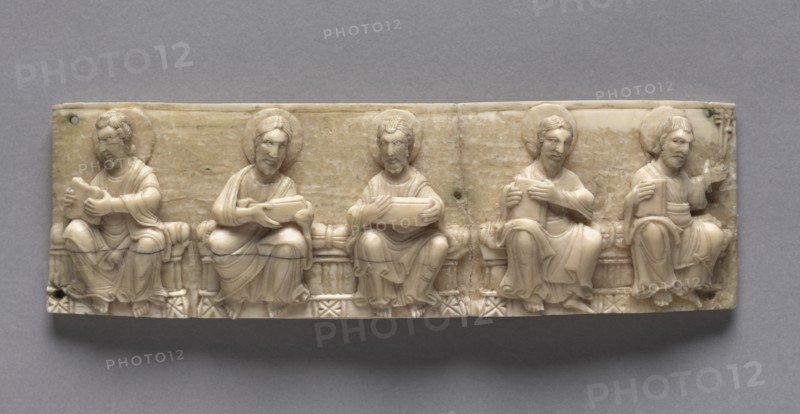 Plaque from a Portable Altar Showing Christ and the Apostles, 1050-1100. Creator: Unknown.