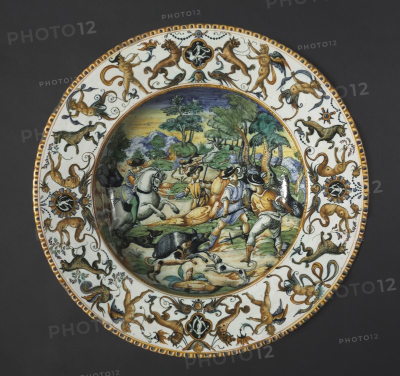 Plate: A Boar Hunt, c. 1560. Creator: Unknown.