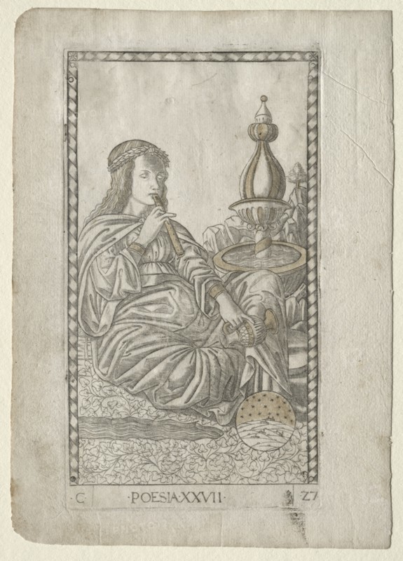 Poetry (from the Tarocchi, series C: Liberal Arts, #27), before 1467. Creator: Master of the E-Series Tarocchi (Italian, 15th century).