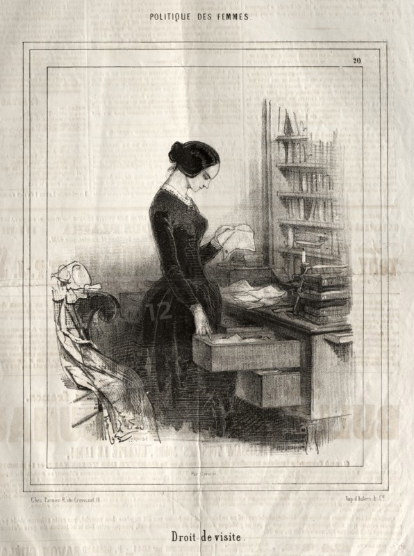 Politique des Femmes: Droit de visite, 1843. Creator: Paul Gavarni (French, 1804-1866).