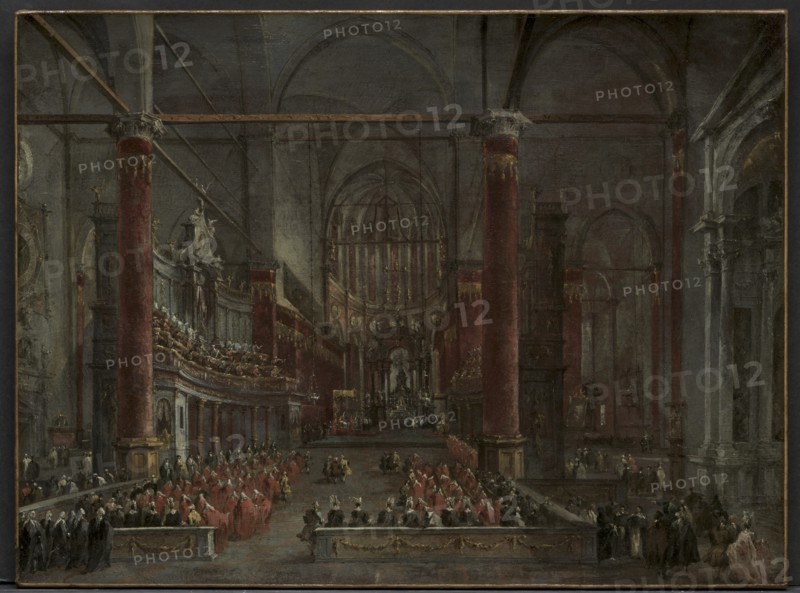 Pontifical Ceremony in SS. Giovanni e Paolo, Venice, 1782, c. 1783. Creator: Francesco Guardi (Italian, 1712-1793).