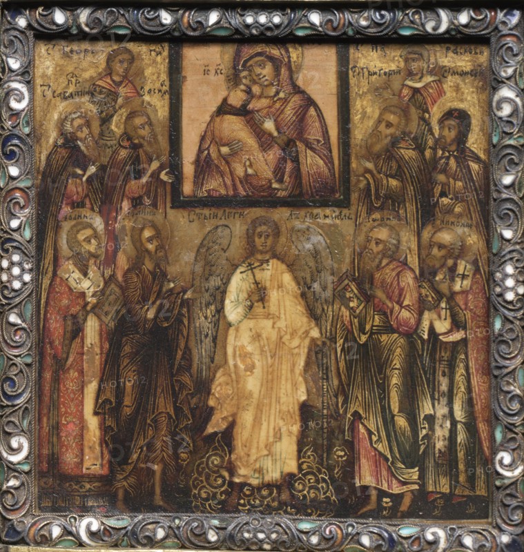 Portable Triptych Icon: Adoration of the Miracle-Working Icon of the Vladimir Mother of God,1600s. Creator: Unknown.