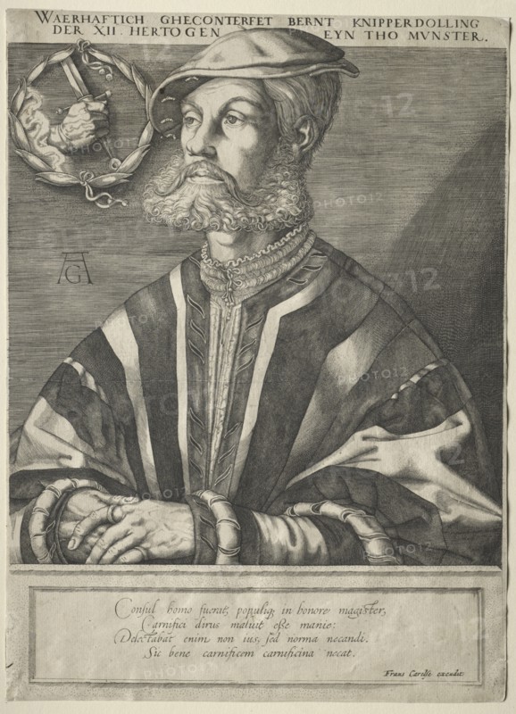 Portrait of Bernard Knipperdolling. Creator: Jan Muller (Dutch, 1571-1628).