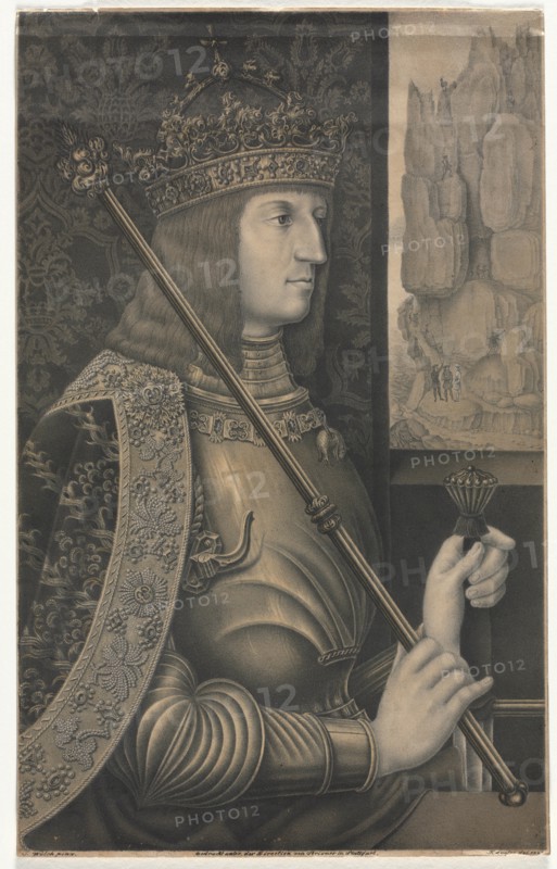 Portrait of Kaiser Maximilian I with Crown and Scepter, 1825. Creator: Florentin Lauter (German).