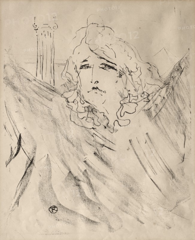 Portraits of Actors and Actresses: Thirteen Lithographs: Sarah Bernhardt, 1898. Creator: Henri de Toulouse-Lautrec (French, 1864-1901).