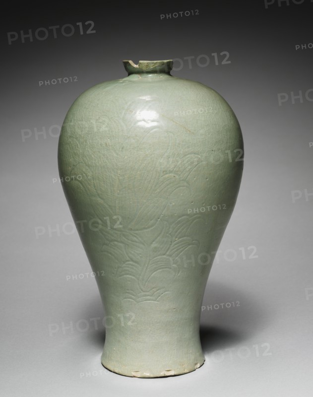 Prunus Vase with Incised Peony Design, 1100s-1200s. Creator: Unknown.