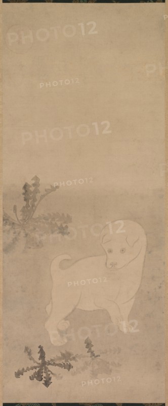 Puppy with Dandelions, 1600-1640. Creator: Tawaraya S?tatsu (Japanese, died c. 1640).
