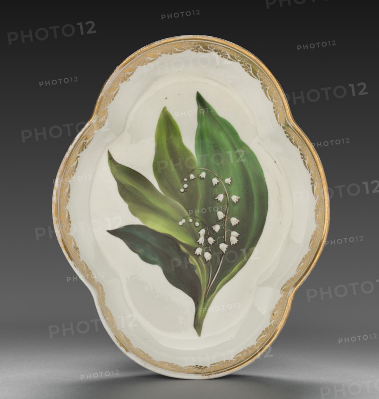 Quatrelobed Dish from Dessert Service: Lily of the Valley, c. 1800. Creator: Derby (Crown Derby Period) (British).