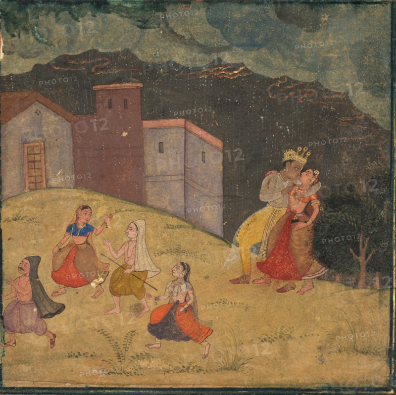 Radha and Krishna Caught in a Storm, c.1615-1620. Creator: Unknown.