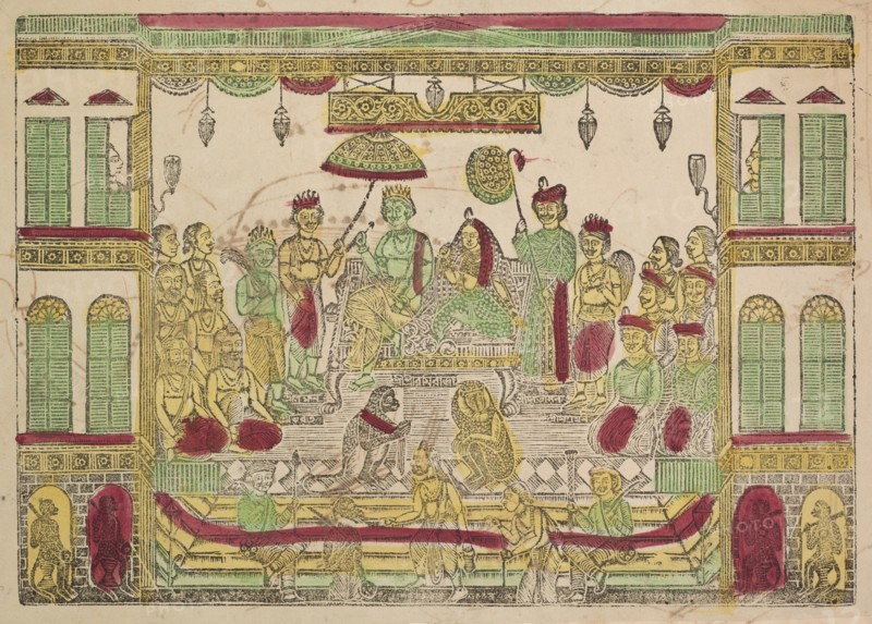 Rama and Sita in Royal Palace, 1800s. Creator: Shri Gobinda Chandra Roy.