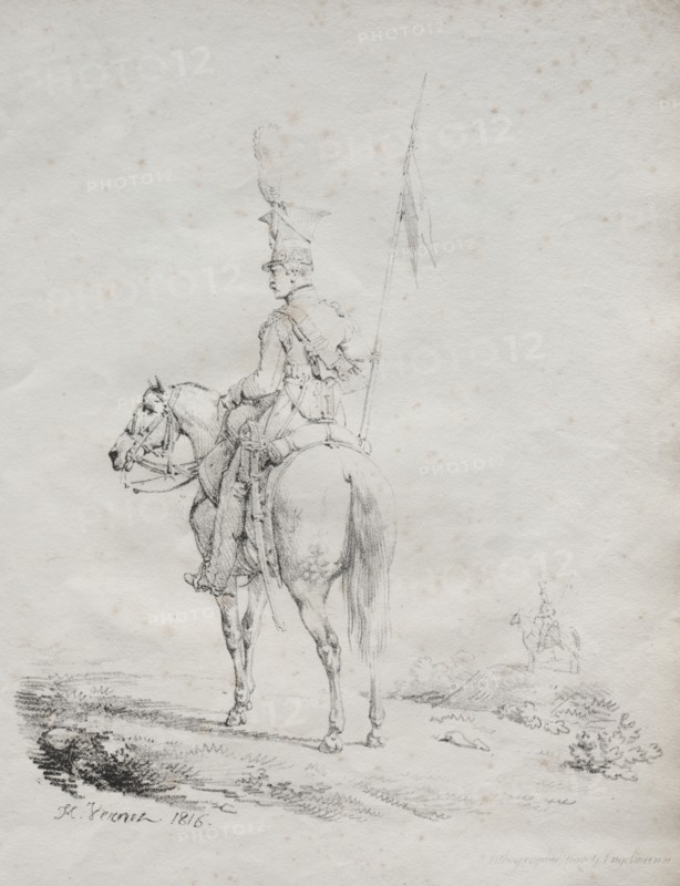 Receuil dessais lithographiques: Le Lancier en Vedette, 1816. Creator: Horace Vernet (French, 1789-1863).