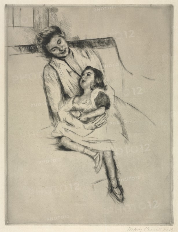 Reine and Margot Seated on a Sofa, c. 1902. Creator: Mary Cassatt (American, 1844-1926).
