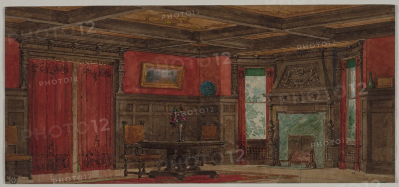 Rendering for Interior Design, about 1880- 1900. Creator: August Frederick Biehle (American, 1854-1918); M. James Bowman (American, 1872-1970).